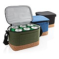 Two tone cooler bag with cork detail,blue