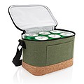 Two tone cooler bag with cork detail,green
