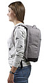 Two-tone polyester (600D) anti-theft backpack, with PVC backing.