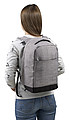 Two-tone polyester (600D) anti-theft backpack, with PVC backing.
