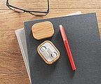 TWS earbuds in bamboo case