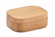 TWS earbuds in bamboo case