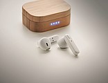 TWS earbuds in bamboo case