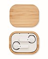 TWS earbuds in bamboo case