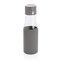 Ukiyo glass hydration tracking bottle with sleeve