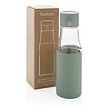 Ukiyo glass hydration tracking bottle with sleeve