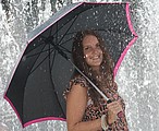Umbrella made of pongee, automatic, pink