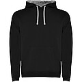 Urban mens hoodie, black with grey details, XS