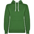 Urban womens hoodie, green with white details, S
