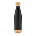 Vacuum stainless steel bottle with bamboo lid and bottom