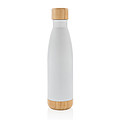 Vacuum stainless steel bottle with bamboo lid and bottom