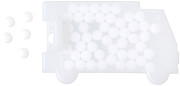 Van shaped mint card.White