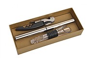 VANILLA SEASON PILBARA SET Set for drinking wine, includes a corkscrew and cooling stick with a small funnel