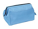 Vanity case main compartment is tightened with a metal holder and zip,colour light blue