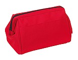 Vanity case main compartment is tightened with a metal holder and zip,colour red