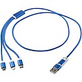Versatile 5-1 recycled aluminium charging cable, royal blue