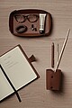 VINGA Timo PU RCS RPET pen holder, brown