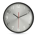 Wall clock w silver background, black