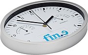Wall clock with hygrometer, thermometer and click system, white