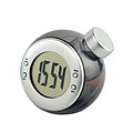 Water powered LCD desk clock, matt silver