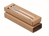 Wheat straw/ABS twist pen set, beige