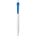 White plastic ballpen with coloured clip, blue