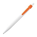 White plastic ballpen with coloured clip, orange