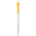 White plastic ballpen with coloured clip, yellow