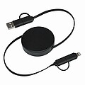 Wind up data cable, black