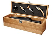 Wine set in bamboo box, wood