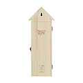 Wine wooden gift box as a bird house