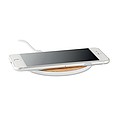 Wireless charger in ABS with bamboo look on the top. Connect device to your computer, place smartpho