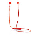 Wireless earbuds in pouch, red
