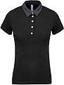 Women s KARIBAN TWO-TONE JERSEY POLO SHIRT, black/dark grey heather, 2XL