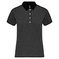 Women s KARIBAN TWO-TONE JERSEY POLO SHIRT, dark grey heather/black, 2XL
