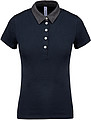 Women s KARIBAN TWO-TONE JERSEY POLO SHIRT, navy/dark grey heather, XS