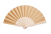 Wood hand fan with cork fabric