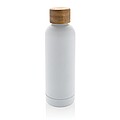 Wood RCS certified recycled stainless steel vacuum bottle, white