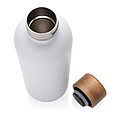 Wood RCS certified recycled stainless steel vacuum bottle, white