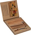 Wooden board with cheese knife