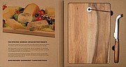 Wooden board with cheese knife