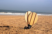 Wooden frescobol tennis set