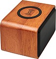Wooden speaker with wireless charging pad