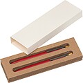 Writing set with pen and mechanical pencil made from recycled aluminium, red