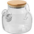 Zen tea pot with strainer and bamboo lid, transparent