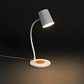 Zenara RCS recycled plastic and cork 15W wireless desk lamp, white
