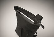 Zippered rolltop 15 inch laptop backpack