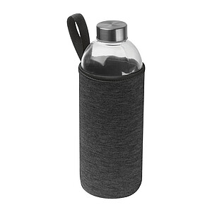 1000 ml glass bottle with neoprene sleeve, silver