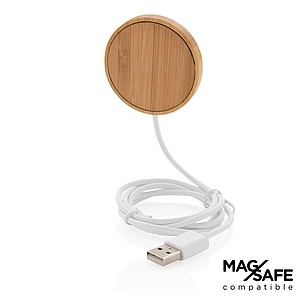 10W bamboo magnetic wireless charger, brown
