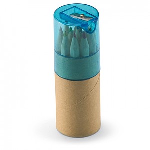 12 coloured pencils, transparent blue